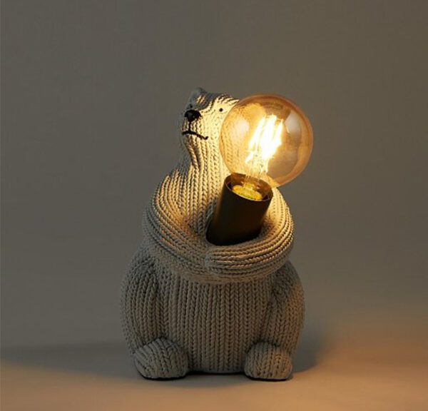 Grey Knitted Bear Table Lamp