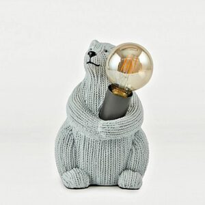 Grey Knitted Bear Table Lamp