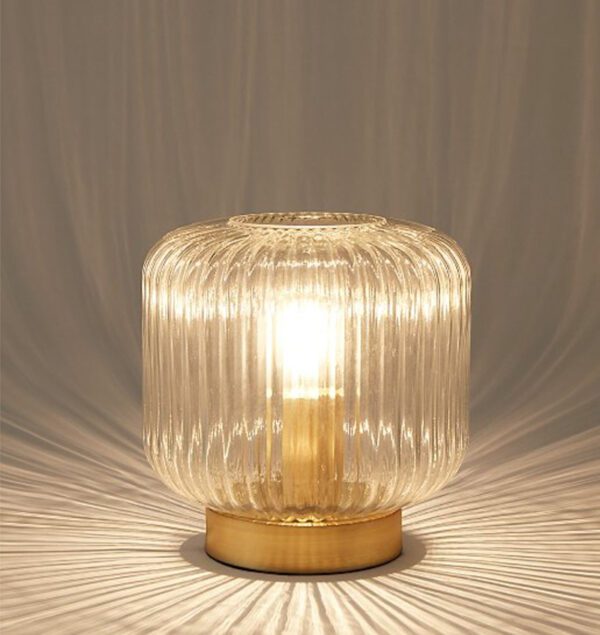 Glass Ribbed Glass Table Lamp