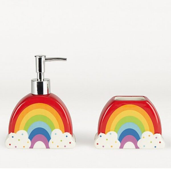 Rainbow Toothbrush Holder & Dispenser Set