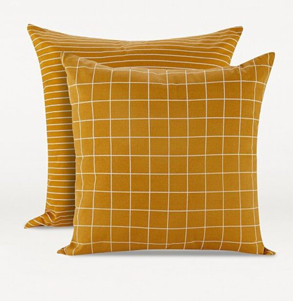 Yellow Check & Striped Throw Pillow Covers