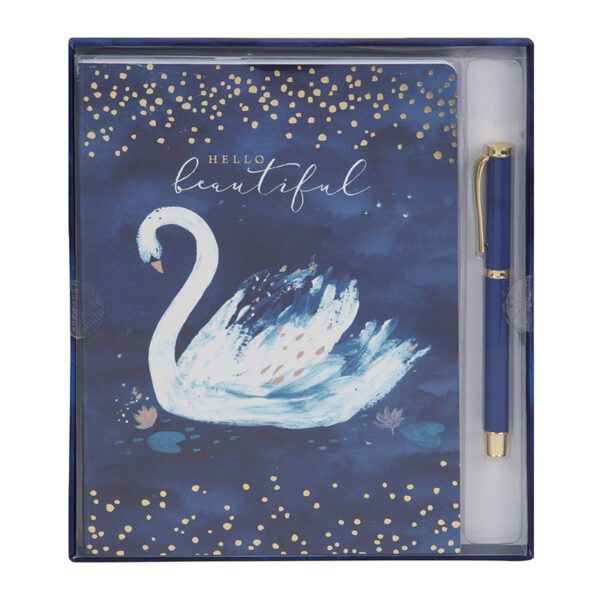 Beautiful Swan Notepad & Pen Set