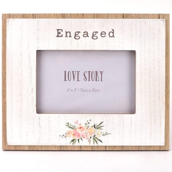 Engaged 6 X 4 Rustic Wooden Photo Frame