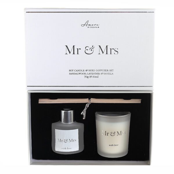 Mr & Mrs Candle And Reed Diffuser Set