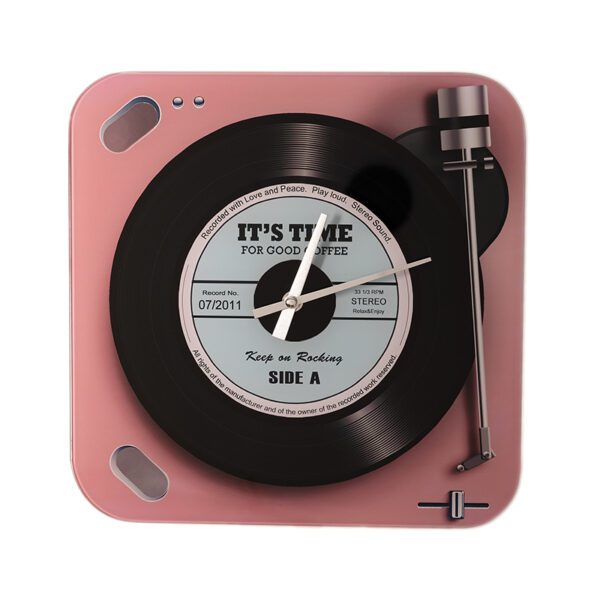 Pink Record Player Wall Clock