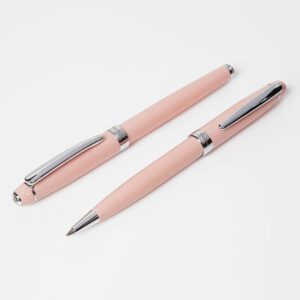 Stratton Pink & Chrome Ballpoint And Rollerball Pen Set
